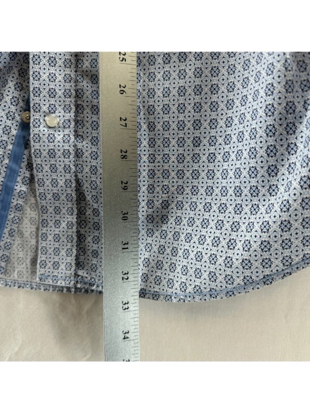 Panhandle Rough Stock Shirt Men L Stretch Long Sleeve Geometric Button Down Blue - Picture 4 of 11